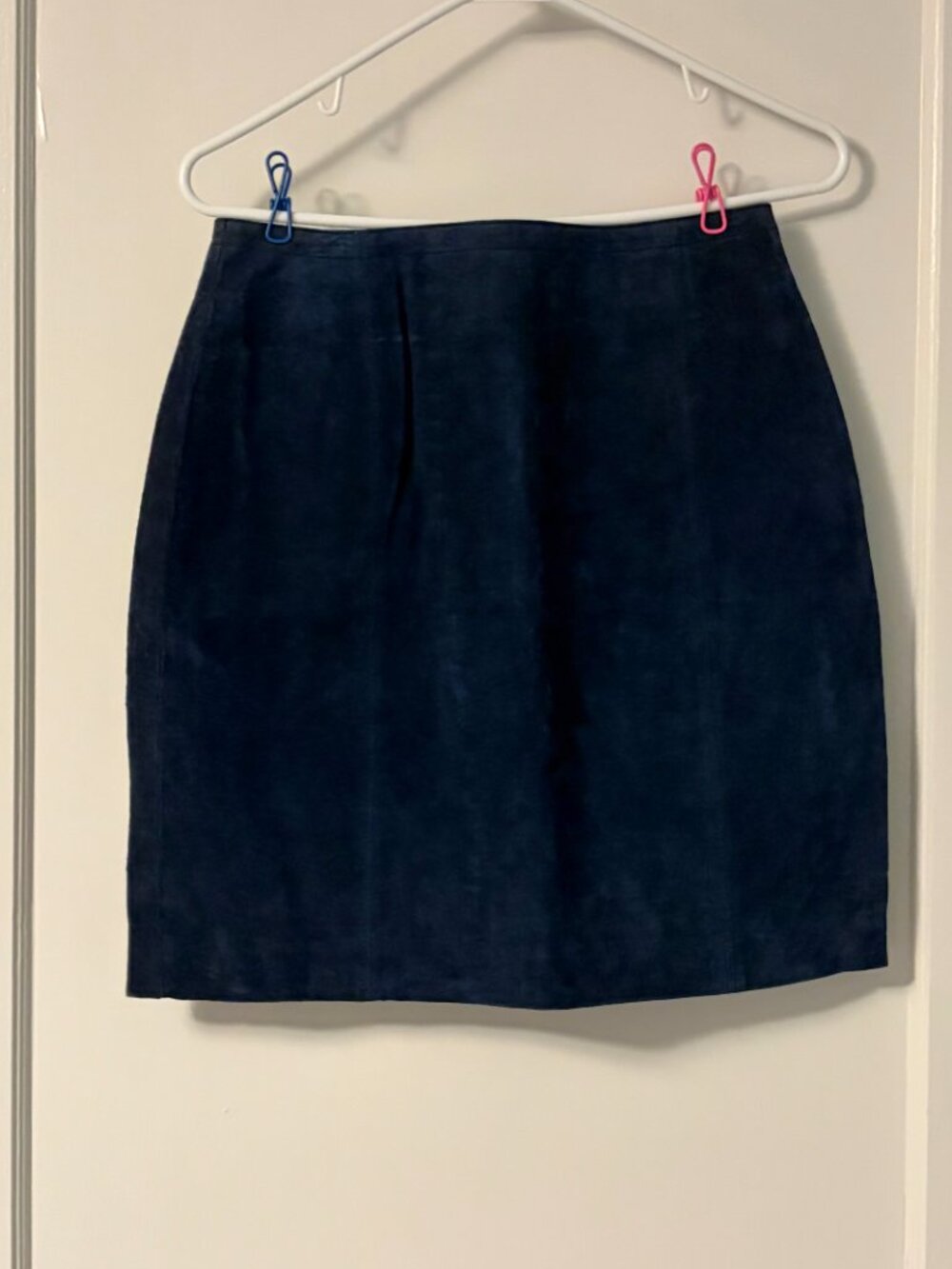 Savannah VTG leather suede navy blue mini skirt 10 petite (fits like size 6)